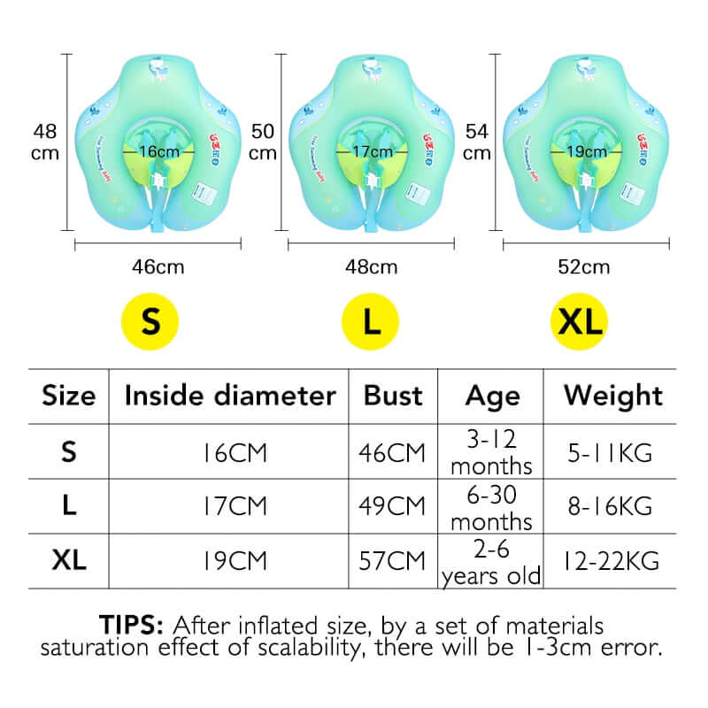 Baby Swimming Float Sizes