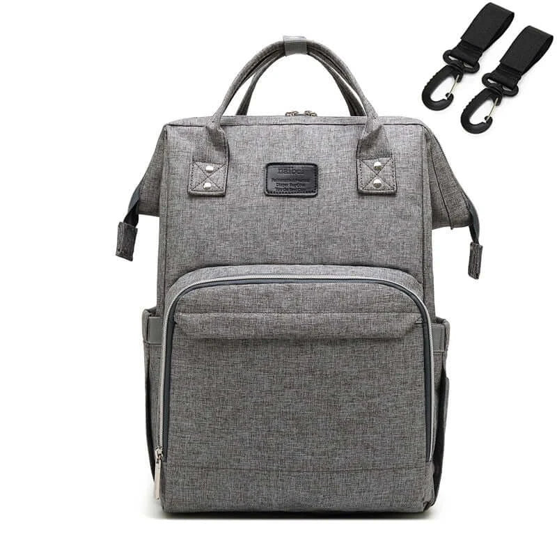 light gray diaper bag