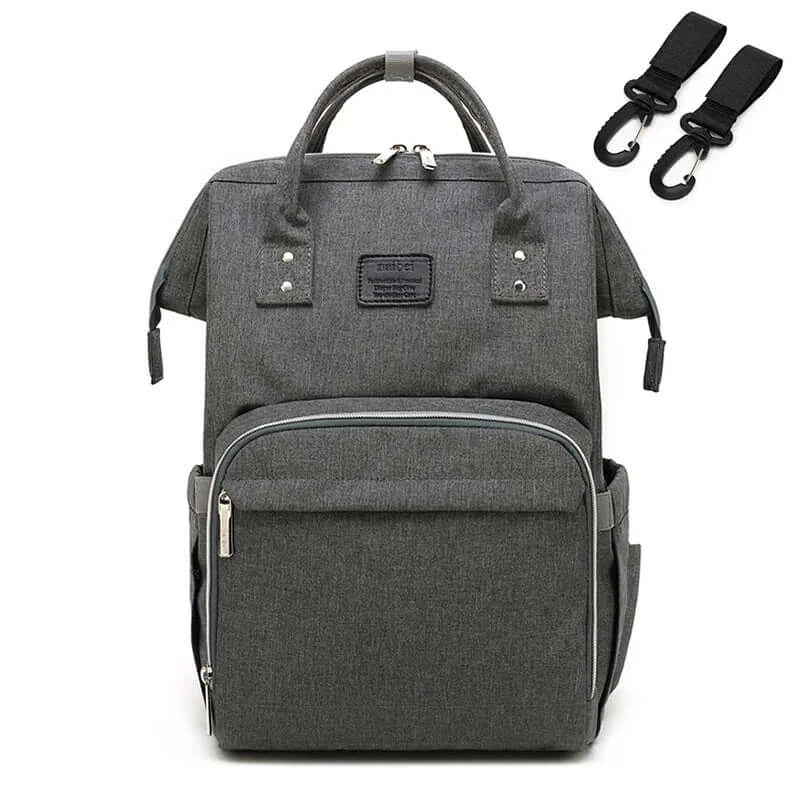 gray diaper bag