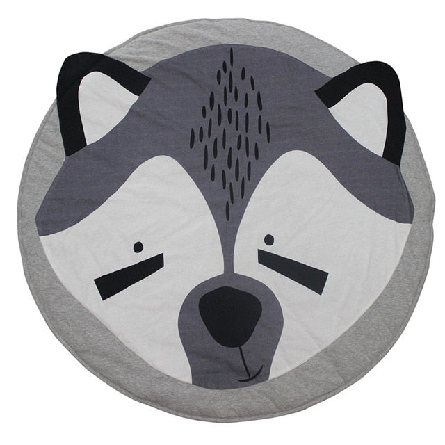 Round Bear Play Mat, Machine Washable, 36 Inches, Padded Floor Mat